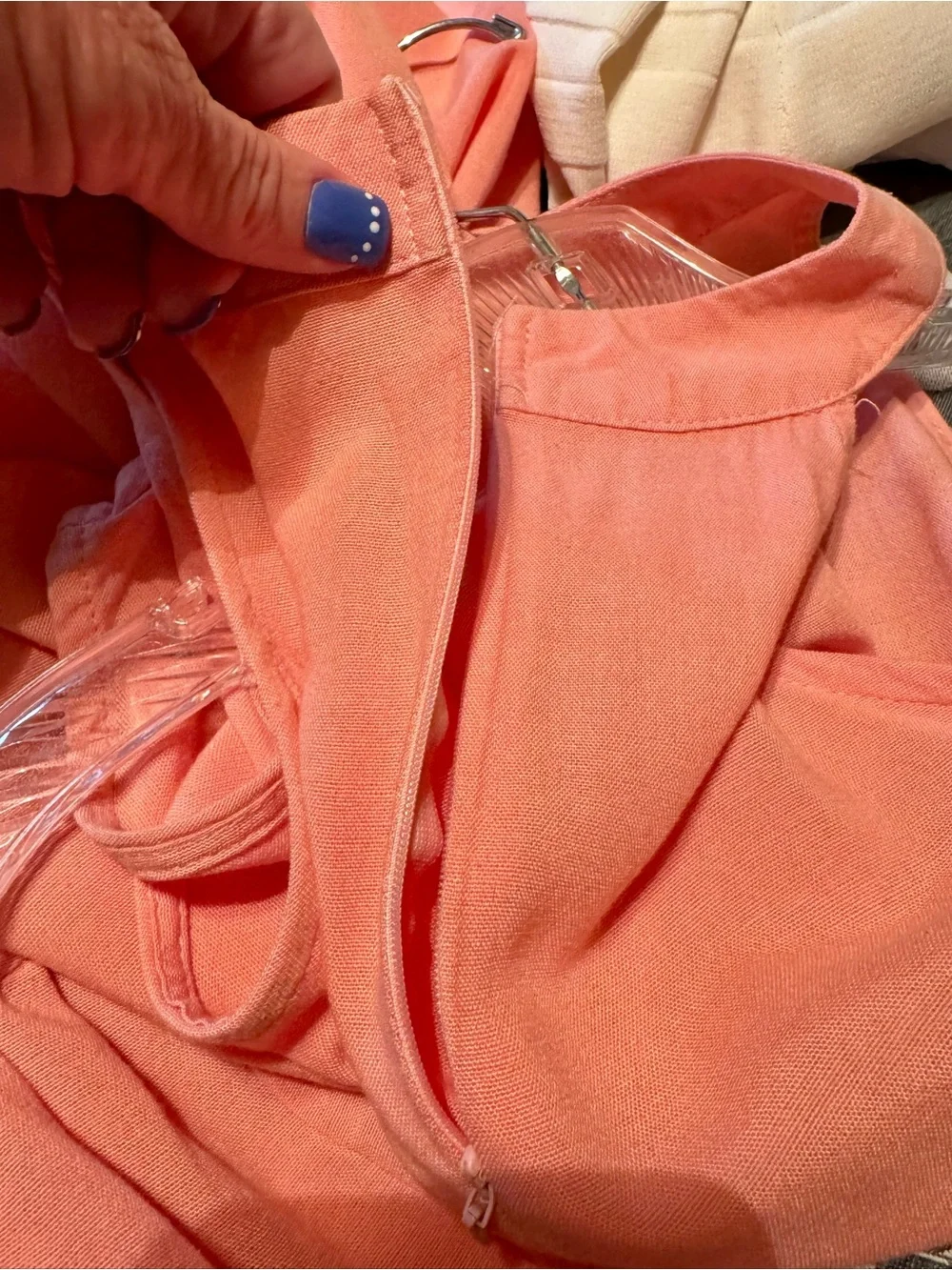 HOFSTORE Coral Pink Sleeveless Swing Dress Ruffle Hem Boutique Resort Dress
